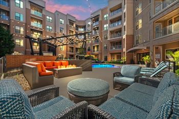 Poolside lounge with fireplace